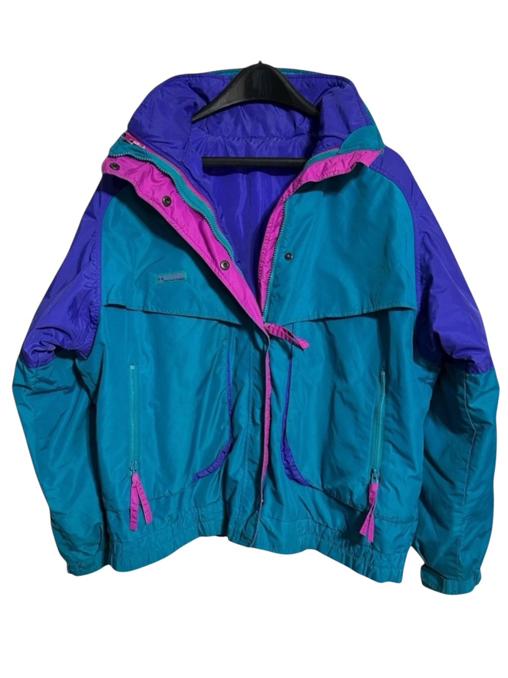 Columbia Vintage Y2K Powder Keg  3/1 Reversible Teal Blue Purple Pink Ski Jacket